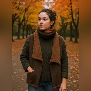 VINTAGE | Homemade Brown Sleeveless One Button Front Alpaca Melange Vest